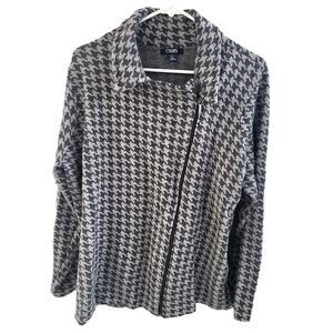 Chaps Gray Houndstooth Side Zip Moto Jacket - 2X